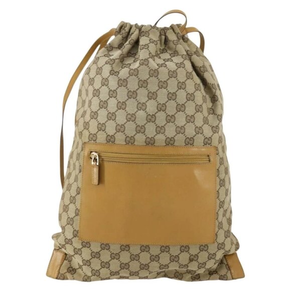 GUCCI GG Canvas Backpack Beige Silver Auth main image 16